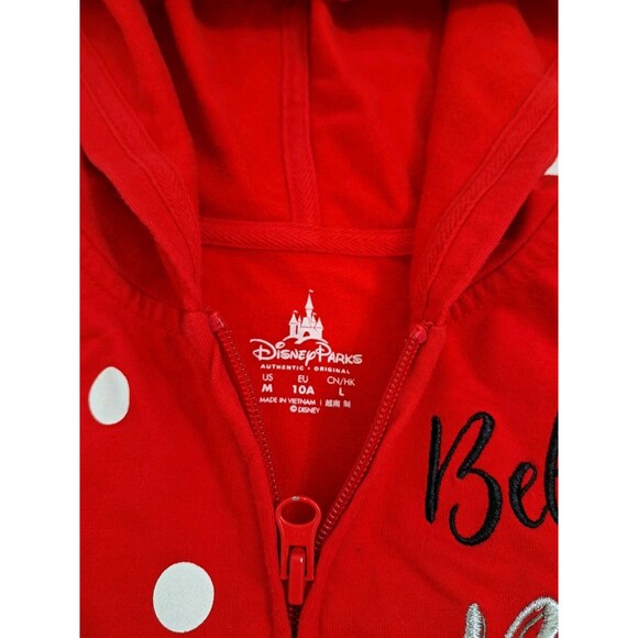 Disney Minnie Mouse Believe in the Bow Full Zip Red Hoodie Girl's Medium - Picture 5 of 10